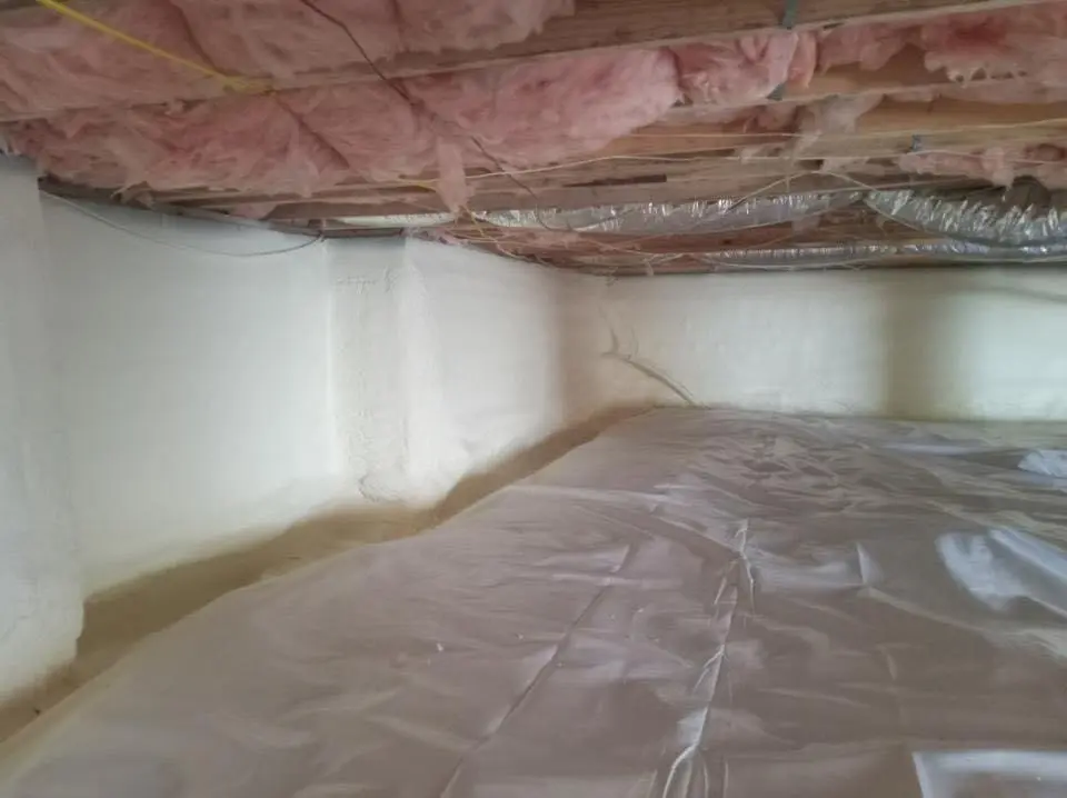 Crawl space encapsulation with closed-cell spray foam for Roof Leak Repair in Roscoe